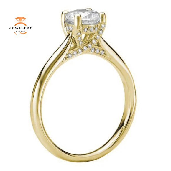 14KT GOLD 1/7 CTW DIAMOND TRELLIS SOLITAIRE SETTING FOR 1-1.25 CT ROUND - Image 5