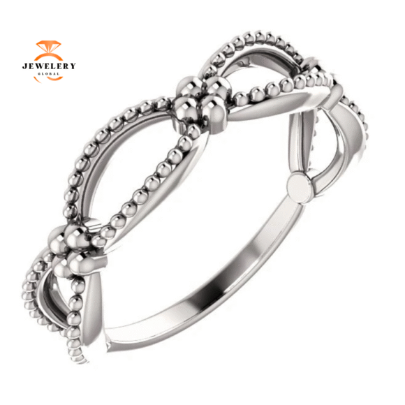 14KT GOLD BEADED STACKABLE TWIST RING - Image 3
