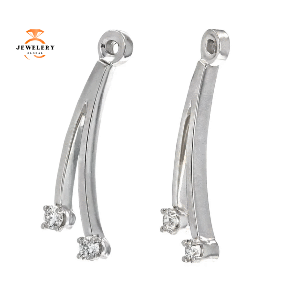 14KT WHITE GOLD 0.12 CTW ROUND DIAMOND EARRING JACKETS