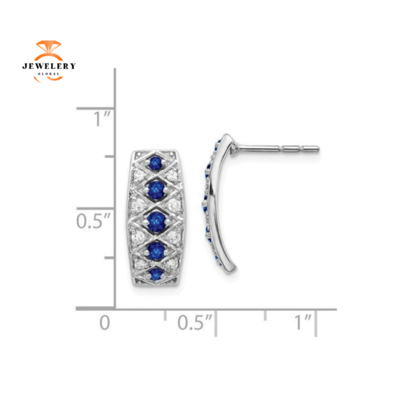 14KT WHITE GOLD 0.52 CTW SAPPHIRE & 0.28 CTW DIAMOND FANCY EARRINGS - Image 2