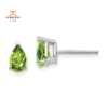 14KT WHITE GOLD 0.90 CTW PEAR PERIDOT EARRINGS