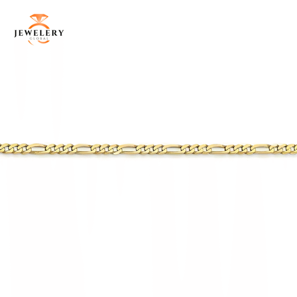 10KT YELLOW GOLD 2.2MM FLAT FIGARO CHAIN NECKLACE - 6 LENGTHS - Image 3
