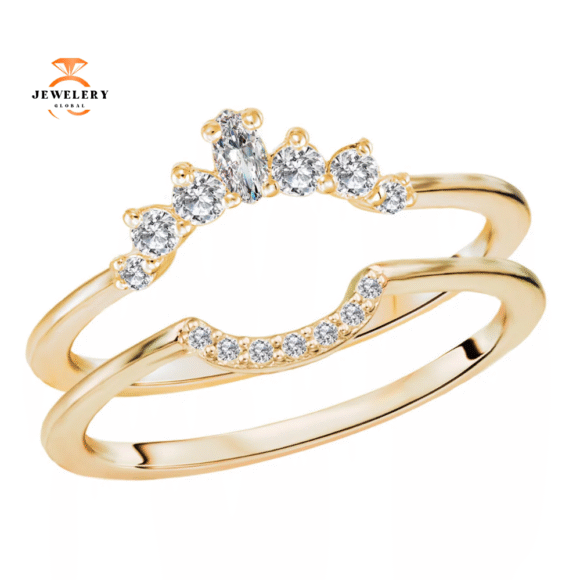 14KT Gold 1/4 CTW Diamond Curved Nesting Band - Image 2