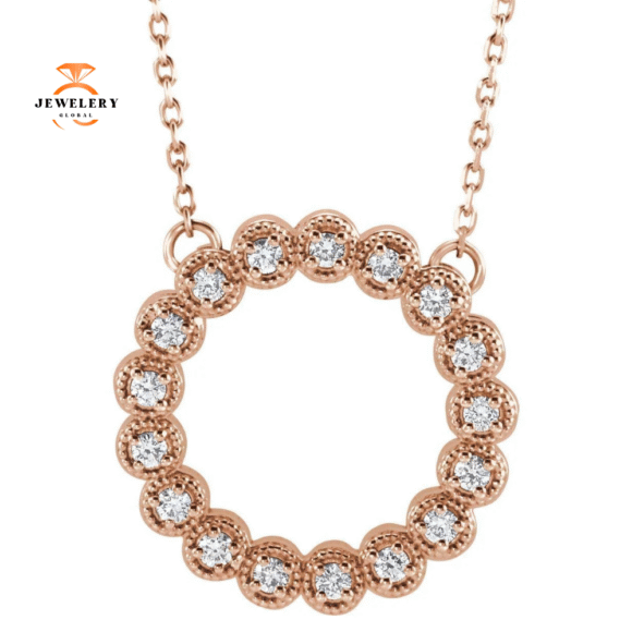 14KT GOLD 1/4CTW ROUND DIAMOND CIRCLE NECKLACE - Image 3