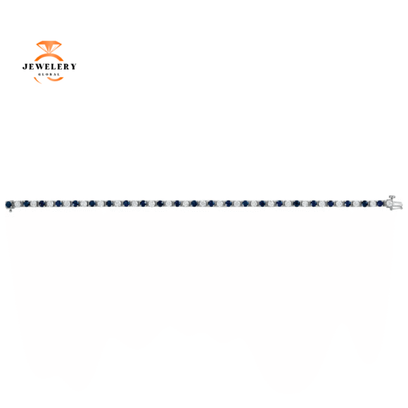 14KT GOLD 3 CARAT SAPPHIRE & 2 1/3 CARAT DIAMOND TENNIS BRACELET - Image 3