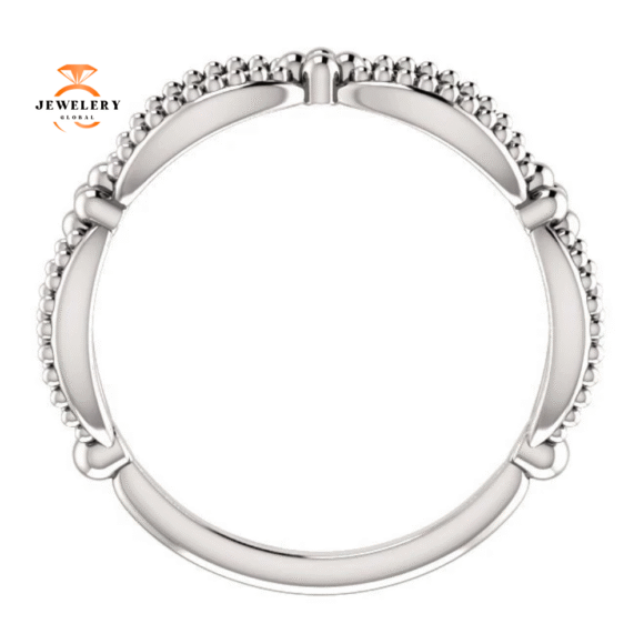 14KT GOLD BEADED STACKABLE TWIST RING - Image 4