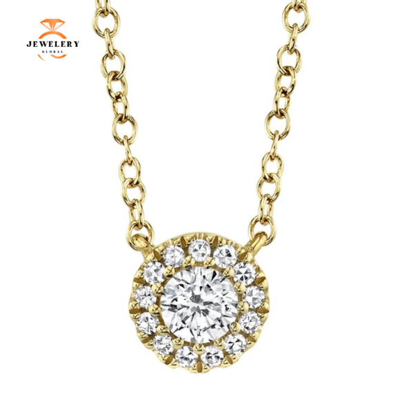 14KT GOLD 0.14 CTW DIAMOND ROUND HALO NECKLACE - Image 12