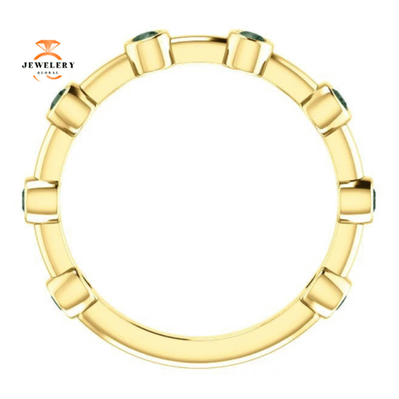 14KT GOLD GENUINE .32 CTW ALEXANDRITE BEZEL-SET STACKABLE BAR RING - Image 6