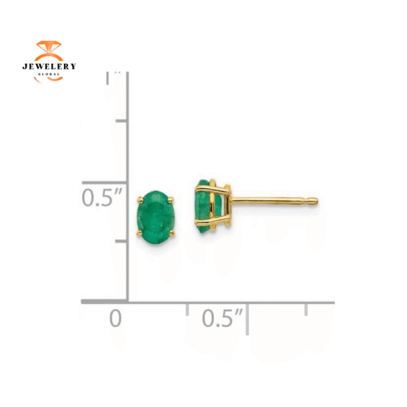 14KT GOLD OVAL EMERALD EARRINGS - Image 4