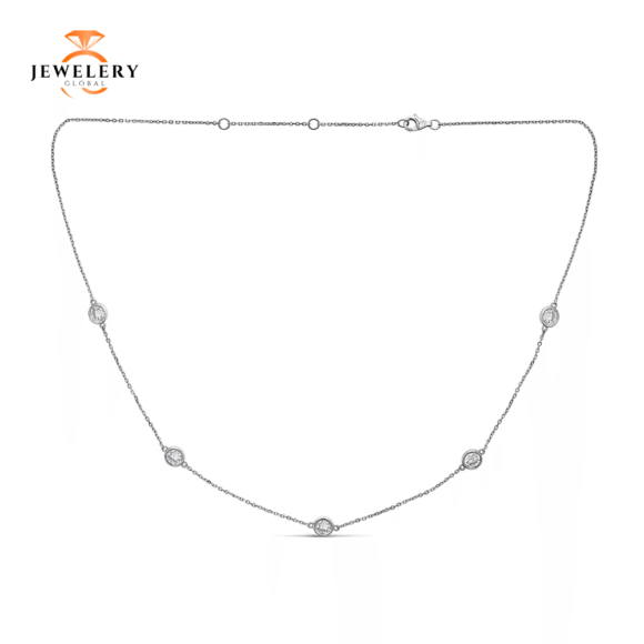 14KT 2.00CT ROUND DIAMONDS BY THE YARD NECKLACE 18"-2 COLORS - Image 2