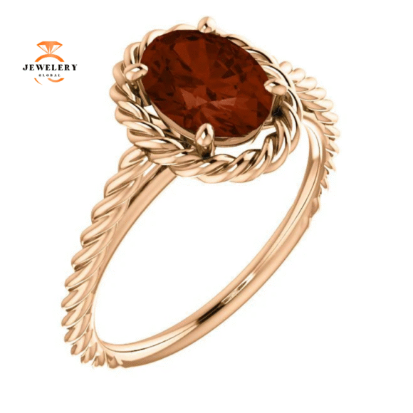 14KT GOLD 2.00 CARAT OVAL GARNET RING