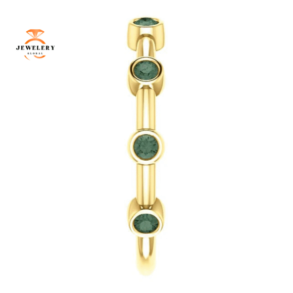 14KT GOLD GENUINE .32 CTW ALEXANDRITE BEZEL-SET STACKABLE BAR RING - Image 7