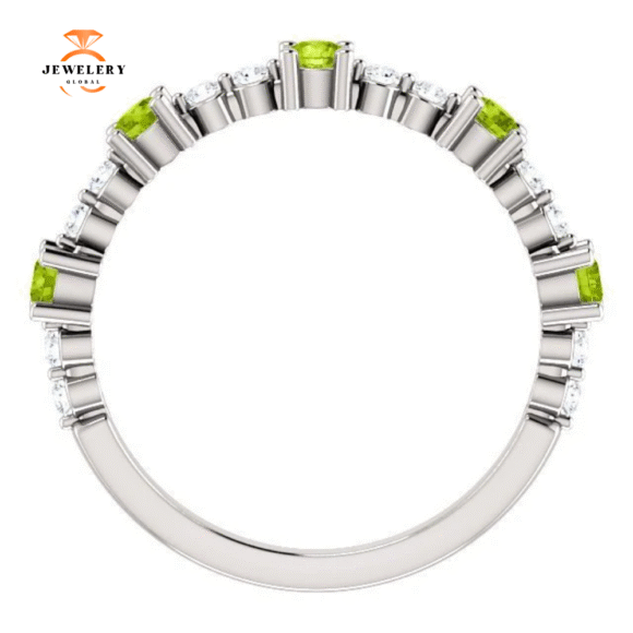 14KT GOLD .45 CTW PERIDOT & .20 CTW DIAMOND ACCENT STACKABLE RING - Image 2