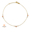 14KT TRI-COLOR PUFFED HEART ANKLET