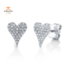 14KT WHITE GOLD 0.14 CTW DIAMOND PAVE HEART STUD EARRINGS