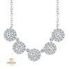 14KT WHITE GOLD 0.53 CTW DIAMOND 5 STATION HALO NECKLACE