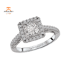 14KT WHITE GOLD 1 1/3 CTW DIAMOND SQUARE HALO RING