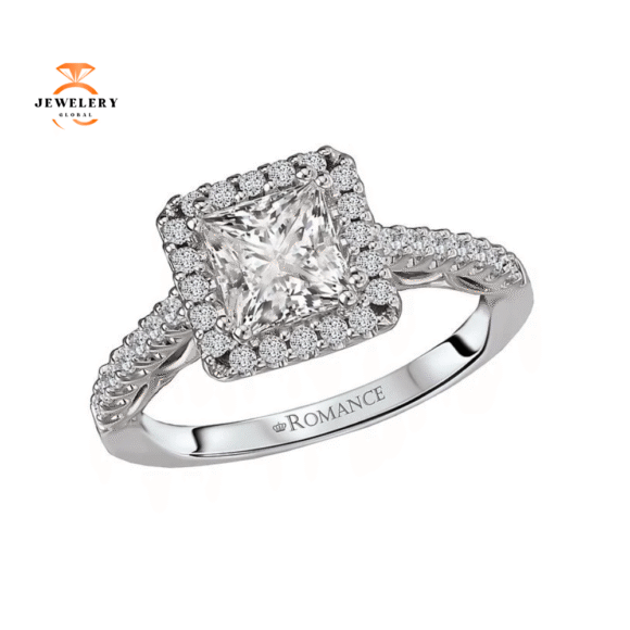 14KT WHITE GOLD 1 1/3 CTW DIAMOND SQUARE HALO RING