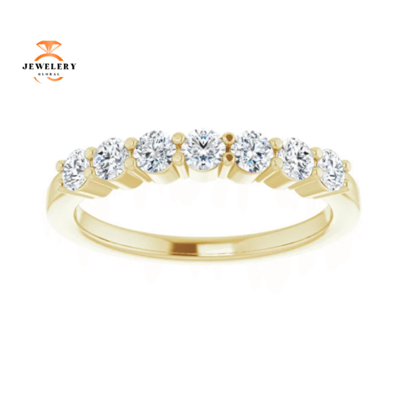 14KT Gold 1/2 CTW Round Diamond 7 Stone Band - Image 2