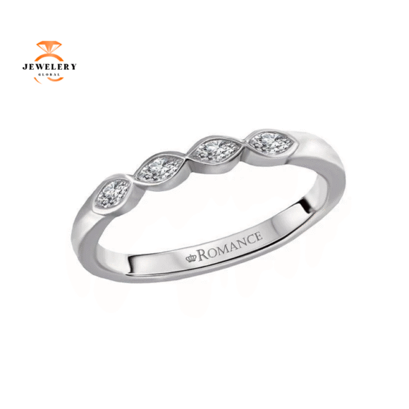14KT Gold 1/7 CTW Marquise Diamond Bezel 4 Stone Band