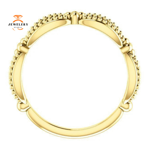14KT GOLD BEADED STACKABLE TWIST RING - Image 6