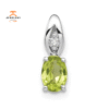 14KT GOLD OVAL PERIDOT & DIAMOND PENDANT