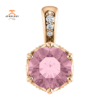 14KT GOLD PINK PASSION TOPAZ & .06 CTW DIAMOND ACCENT PENDANT