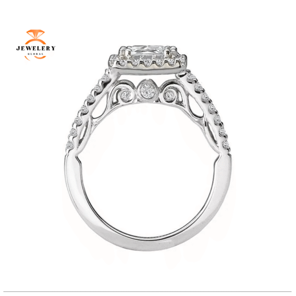 14KT WHITE GOLD 1 1/3 CTW DIAMOND SQUARE HALO RING - Image 2