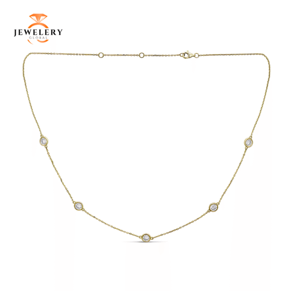 14KT 2.00CT ROUND DIAMONDS BY THE YARD NECKLACE 18"-2 COLORS