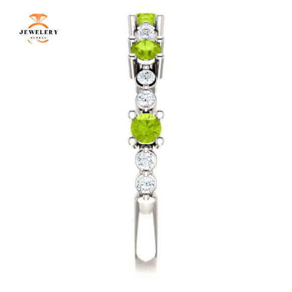 14KT GOLD .45 CTW PERIDOT & .20 CTW DIAMOND ACCENT STACKABLE RING - Image 4