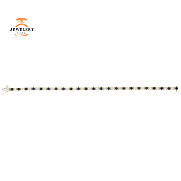 14KT GOLD 3 CARAT SAPPHIRE & 2 1/3 CARAT DIAMOND TENNIS BRACELET - Image 6