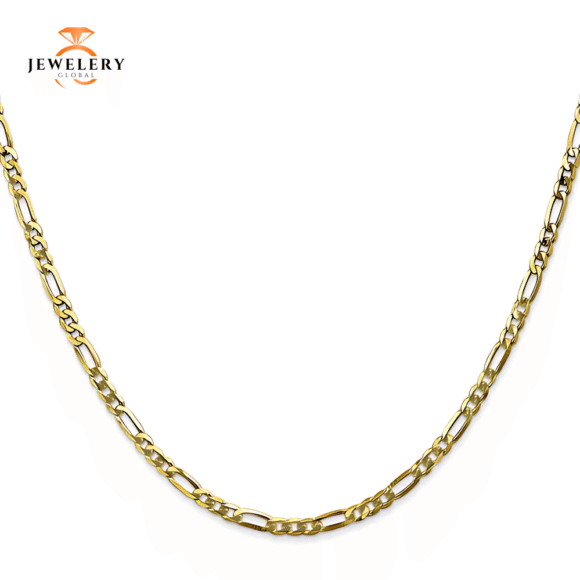10KT YELLOW GOLD 2.75MM FLAT FIGARO CHAIN NECKLACE - 6 LENGTHS