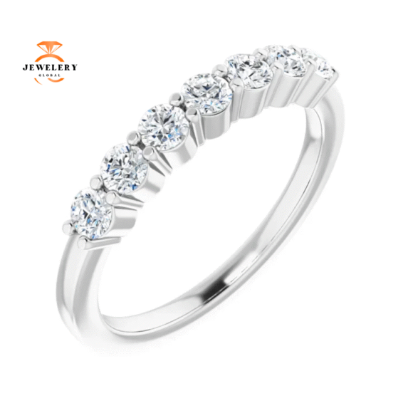 14KT Gold 1/2 CTW Round Diamond 7 Stone Band - Image 4