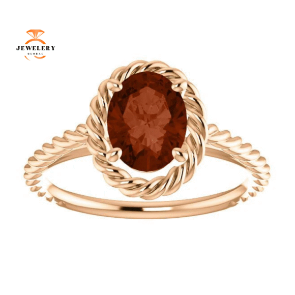14KT GOLD 2.00 CARAT OVAL GARNET RING - Image 4
