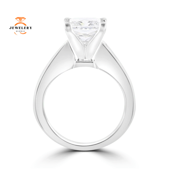 14KT White Gold 3.56 CTW Princess Cut Diamond Channel Set Ring - Image 3