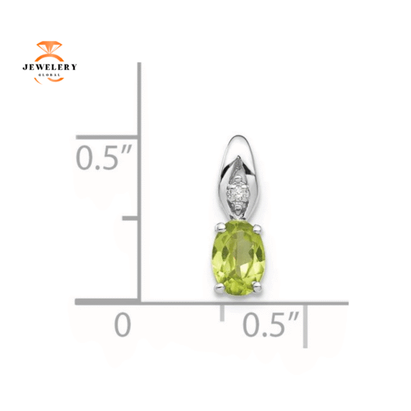14KT GOLD OVAL PERIDOT & DIAMOND PENDANT - Image 3