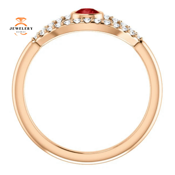 14KT GOLD RUBY & WHITE SAPPHIRE EVIL EYE RING - Image 2