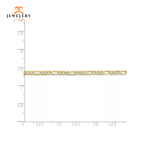 10KT YELLOW GOLD 2.75MM FLAT FIGARO CHAIN NECKLACE - 6 LENGTHS - Image 2