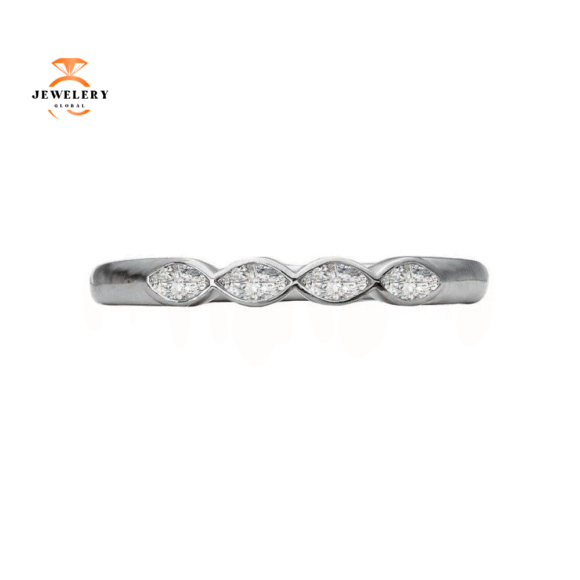 14KT Gold 1/7 CTW Marquise Diamond Bezel 4 Stone Band - Image 4