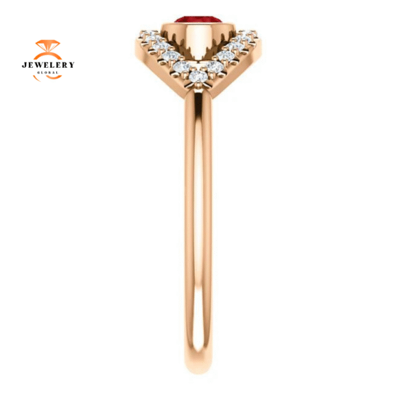14KT GOLD RUBY & WHITE SAPPHIRE EVIL EYE RING - Image 3