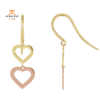 14KT TWO-TONE HEART DESIGN EARRINGS