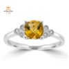 14KT WHITE GOLD 1 1/4 CT CITRINE & .049 CTW DIAMOND RING