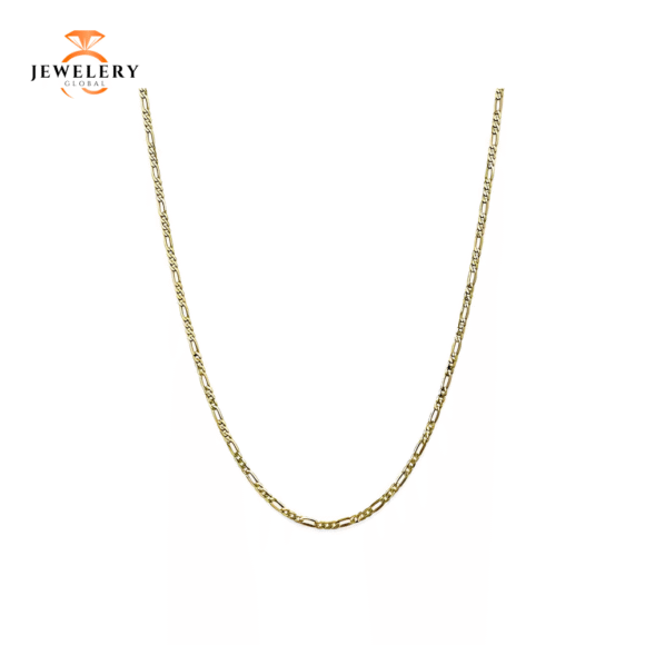 10KT YELLOW GOLD 2.75MM FLAT FIGARO CHAIN NECKLACE - 6 LENGTHS - Image 3