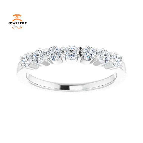 14KT Gold 1/2 CTW Round Diamond 7 Stone Band - Image 5