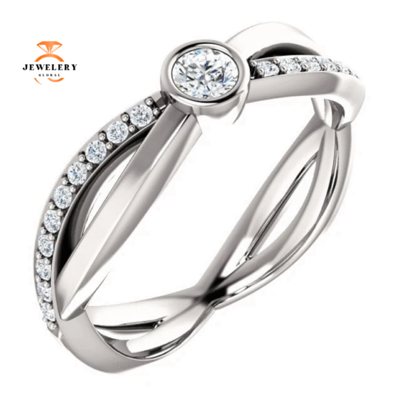 14KT GOLD 1/3 CTW DIAMOOND INFINITY INSPIRED RING - Image 5