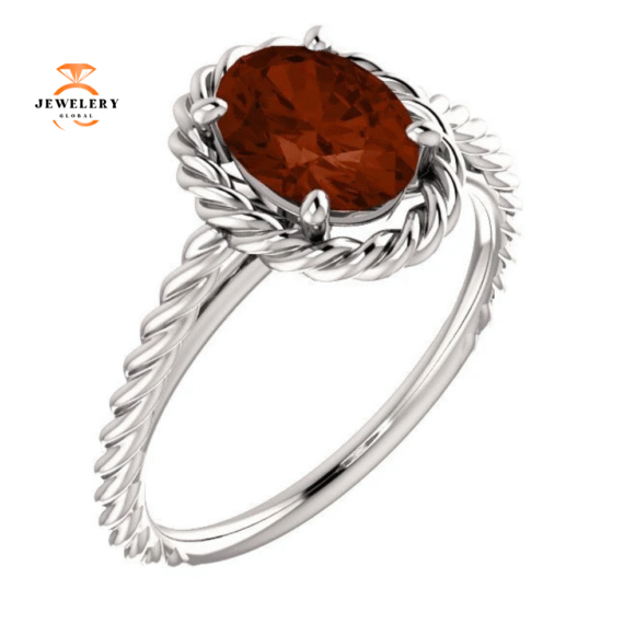 14KT GOLD 2.00 CARAT OVAL GARNET RING - Image 6