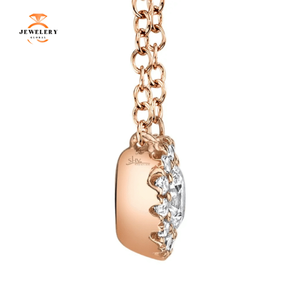 14KT GOLD 0.14 CTW DIAMOND ROUND HALO NECKLACE - Image 5