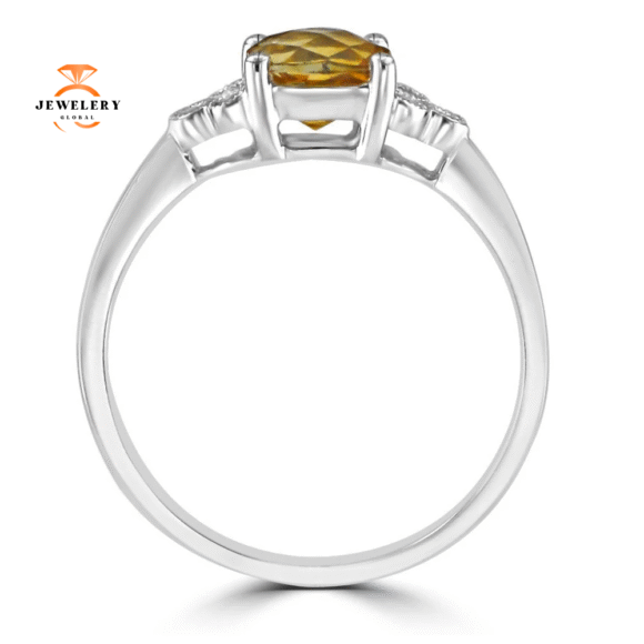 14KT WHITE GOLD 1 1/4 CT CITRINE & .049 CTW DIAMOND RING - Image 2