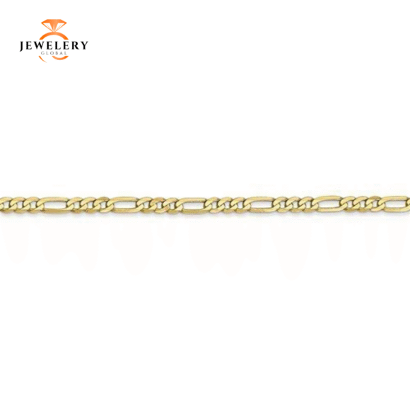 10KT YELLOW GOLD 2.75MM FLAT FIGARO CHAIN NECKLACE - 6 LENGTHS - Image 4
