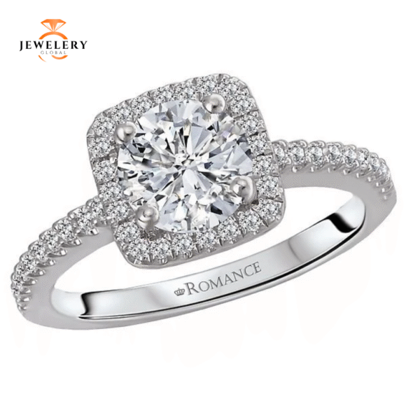 14KT 1/4 CTW DIAMOND SQUARE HALO MOUNTING FOR 1 CT ROUND - Image 5